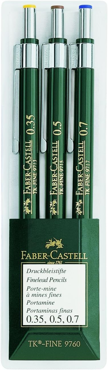 Faber-Castell TK-Fine-9713 Mechanical Pencils Wallet of 3-0.35, 0.5, 0.7mm...