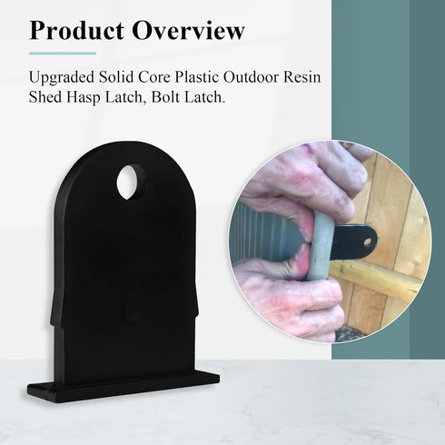 Outdoor Resin Shed Hasp Latch, Bolt Latch, Replacement for The Rubbermaid Outdoor Resin Shed Hasp Latch, Black Solid Core Plastic 1 Pcs...