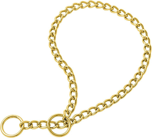 Golden Chain Dog Collar, Dog Training Choke Collar, Martingale Training Choke Collar Adjustable, 18K Cuban Link Strong Heavy Duty, M, 21.5inch*3mm...