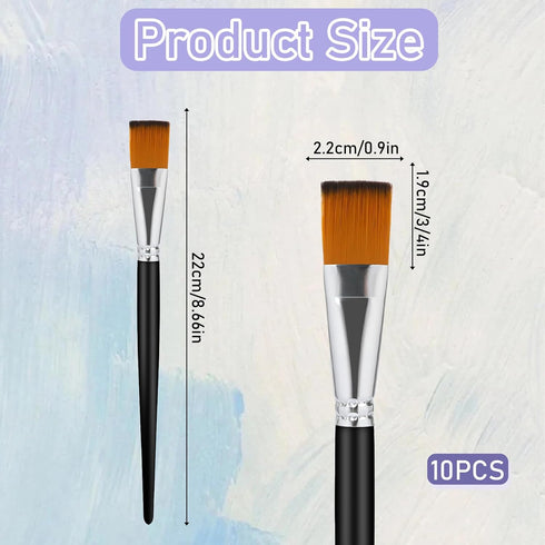 10 Pcs Flat Paint Brushes 3/4 Inch Acrylic Paint Brush Artist Craft Painting Brush for Watercolor, Oil Painting, Acrylic, Face Body Nail Art, Craf...