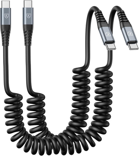 USB C to USB C Cable 3ft 2Pack Coiled USB C Charger Cable Car Type C Fast Charging Cable for iPhone 15/15 Plus/ 15 Pro/ 15 Pro Max/Samsung Galaxy ...
