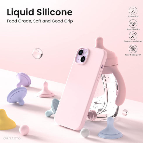 ORNARTO Compatible with iPhone 14 Plus Case 6.7, Slim Liquid Silicone 3 Layers Full Covered Soft Gel Rubber Phone Case Protective Cover 6.7 Inch-C...