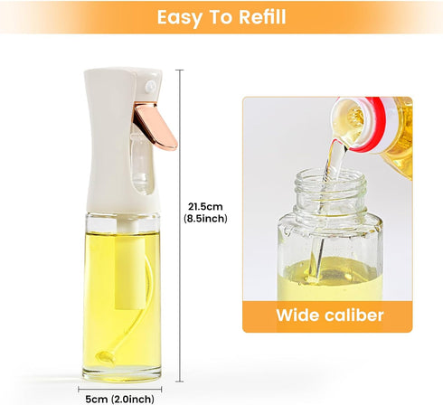 Oil Sprayer for Cooking, 220ml olive oil sprayer, oil spray bottle for Air Fryer, oil mister for Baking, Salad Dressings, Grilling (Glass Bottle, ...