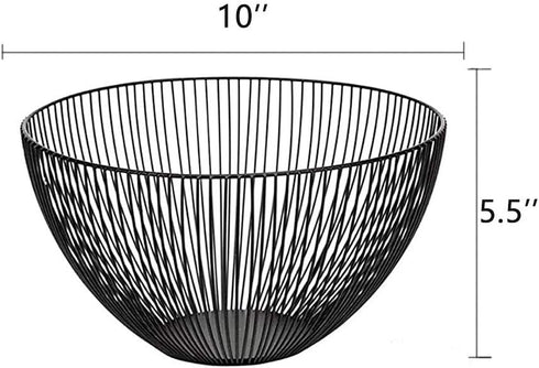 Wire Fruit Basket Fruit Bowl Kitchen Fruit Basket Stand Fruit Bowls for the Counters Metal Fruit Bowl (Black, Round)...