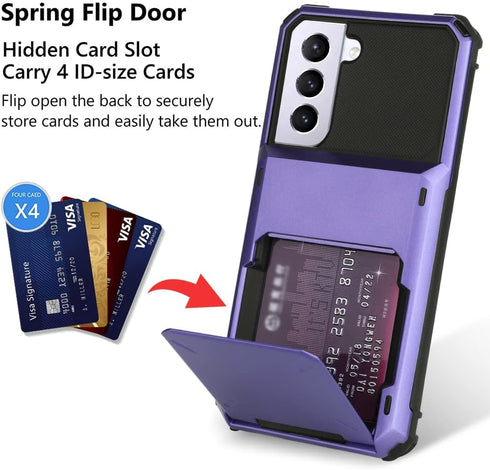 Wallet Case for Samsung Galaxy S22 with 4 Card Credit Card Holder Slot Shockproof Cover Hybrid Heavy Duty Protection Armor Phone Case Compatible w...