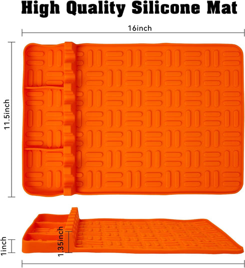 Silicone Griddle Tools Mat for Blackstone,Silicone Spatula Mat with Drip Pad,Grill Side Shelf Mat BBQ Caddy Utensils Holder for Outdoor Grill Kitc...