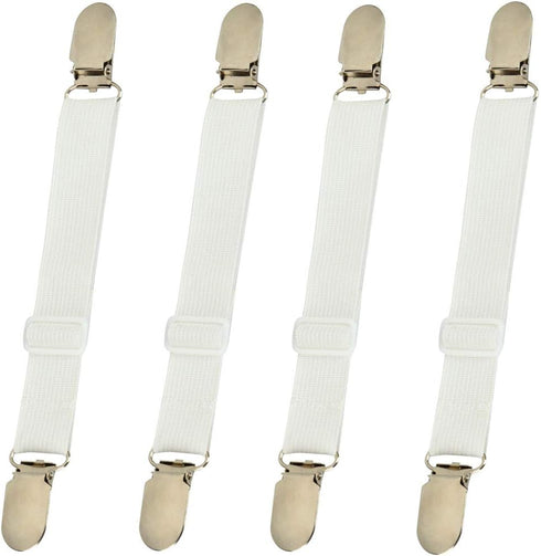 Bed Sheet Clips Straps Sheet Holder Mattress Clips, 4 Pcs Adjustable Elastic Bed Sheet Grippers Straps Suspender Fasteners Holder...