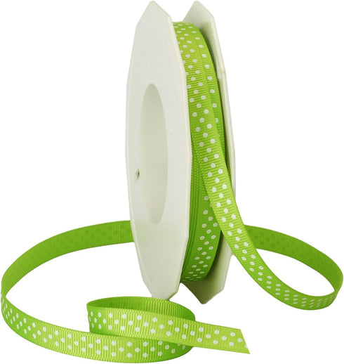 Morex Ribbon Swiss Dot Polyester Grosgrain Ribbon, 3/8-Inch by 20-Yard Spool, Lime...