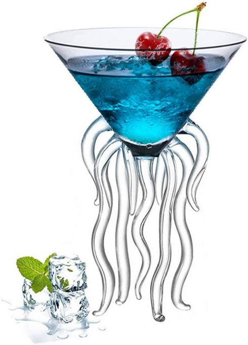 Octopus Martini Glass Creative Cocktail Drinkware Bar Goblet Tools (2 Transparent)...