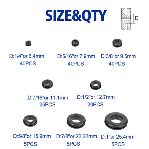 Rubber Grommets Kit - Rubber Washers for Wiring with Compact Assortment Box for Wiring, Plumbing, Hardware Repair, and Automotive...