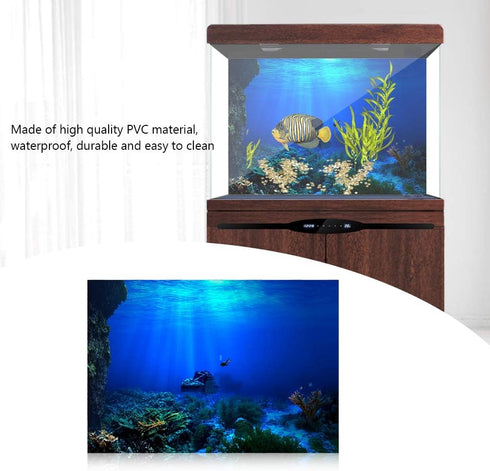 FILFEEL Aquarium Background Fish Decorations Pictures 3D Effect PVC Adhesive Poster Underwater World Backdrop Decoration Paper Cling Decals Sticke...