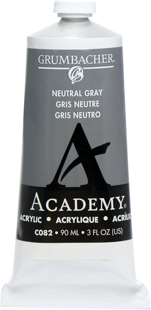 Grumbacher 90-ml Metal Tube Academy Acrylic Paint, Gloss, Neutral Gray...