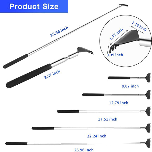 2 Pack Portable Extendable Back Scratcher, Stainless Steel Telescoping Back Scratcher with Beautiful Present Packaging...