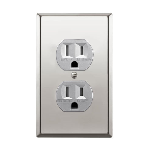 ENERLITES Elite Series Duplex Receptacle with Stainless Steel Metal Wall Plate, Tamper-Resistant Outlet, Commercial Grade, 15A 125V, UL Listed, 61...