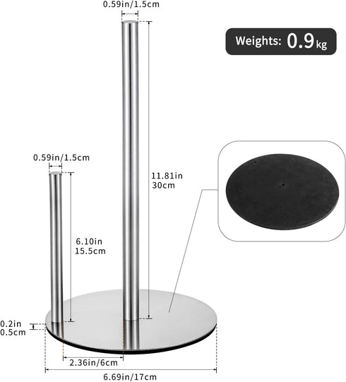 Silver Paper Towel Holder Kitchen Roll Holder, One-Handed Operation Tissue Paper Rack, Premium Stainless Steel Bathroom Chorme Paper Towel Holder ...