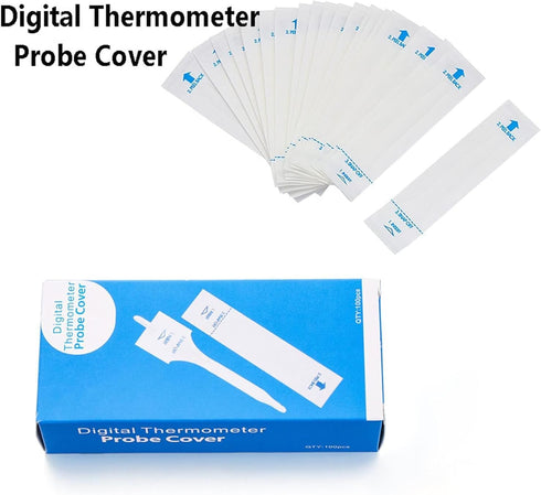 100 Pcs White Disposable Probe Covers for Digital Oral Thermometers Rectal Thermometer Sleeves Universal Probe Covers for Thermometer Safe and San...