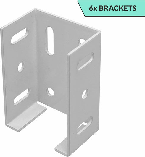 Heavy Duty Aluminum Fence Bracket for Vinyl Fencing Panel to Post Connection, Metal Replacement for 2.75in Plastic Brackets, Fits 2-3/4" Rails, 6 ...