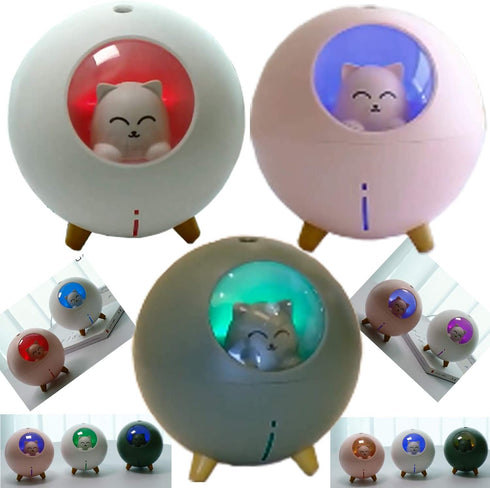 Upgraded ultrasonic ultra-quiet USB cute cold fog mini humidifier, suitable for children's baby room bedroom, 7-color light and 2 spray modes auto...