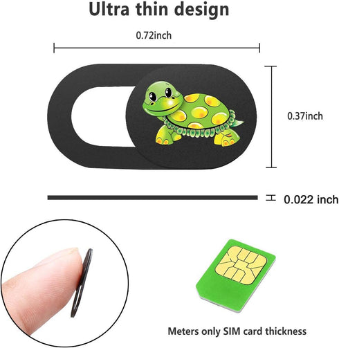 3 Pack Laptop Web Camera Cover Ultra Thin (0.027in) Webcam Cover Slide Turtle Printed for Laptop,Desktop,PC,Macboook,iMac,Computer,Smartphone...