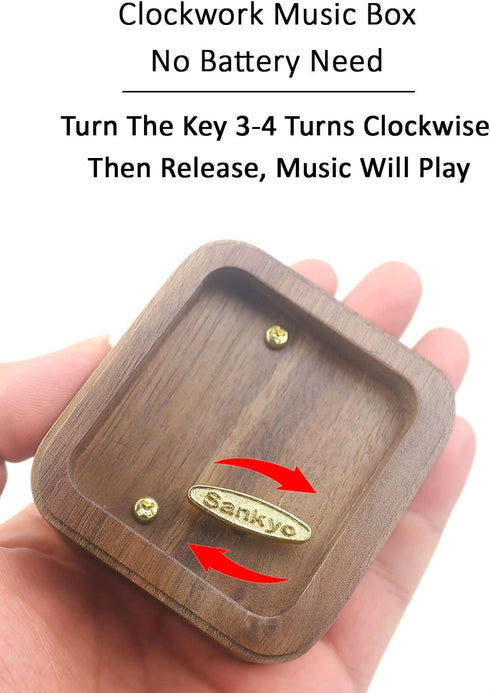 Sinzyo Vintage Wood Carved Mechanism Musical Box Wind Up Music Box Gift for Christmas Merry Go Round of Life Music Box(Musical Note Walnut Box)...