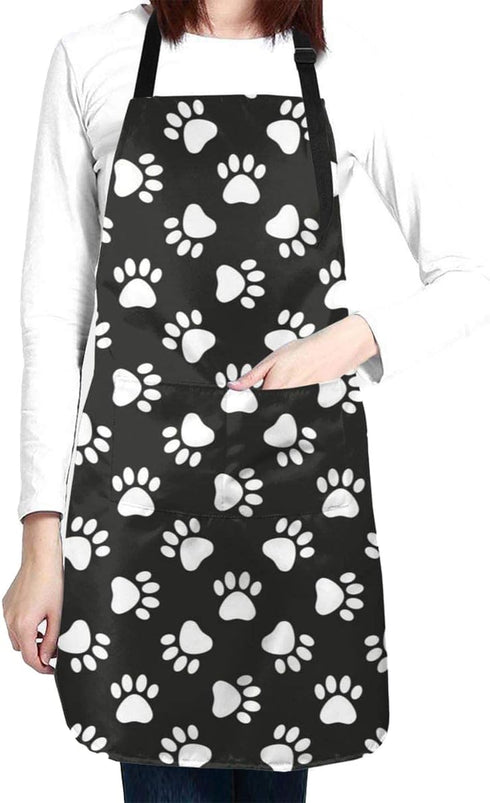 Dog Animal Paws Print Waterproof Apron for Adults Chef Bib With Roomy Pocket for Kitchen BBQ Crafting Drawing...