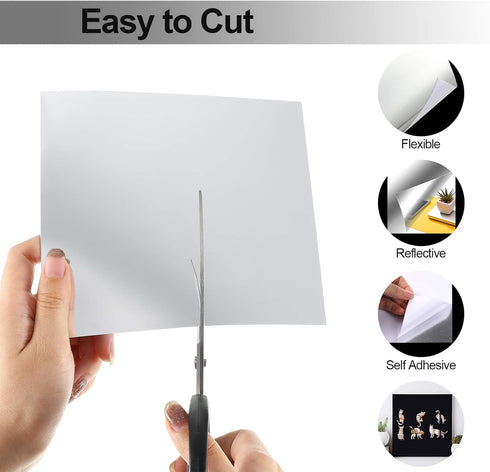 Flexible Mirror Sheets Self Adhesive Non Glass Mirror Tiles Stickers for Home Wall Decor(10 Pieces,6 x 6 Inches)...