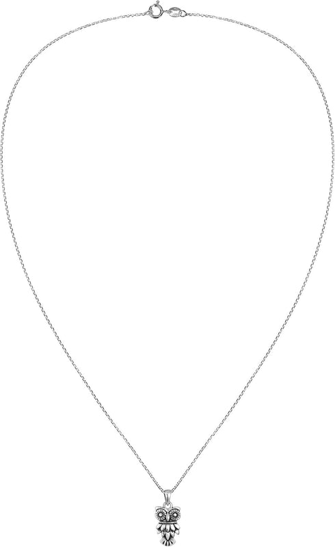 AeraVida Wide-Eyed Owl .925 Sterling Silver Necklace Earrings Jewelry Set...