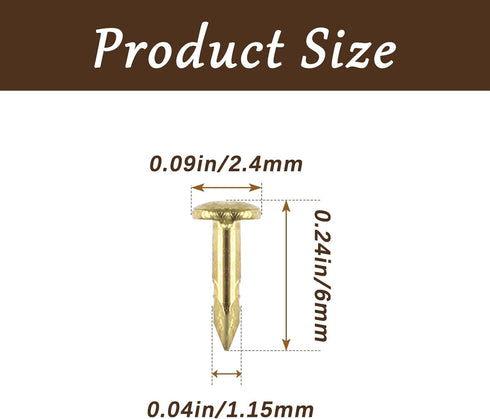200 Pcs Tiny Brad Nails Brass String Art Nails 1.2x6mm Wood Finish Nails for DIY Pictures Boxes Decorative Household Accessories...