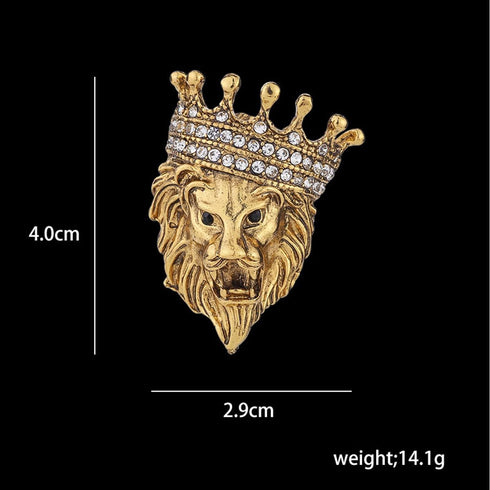 Rhinestone Tiger Head Brooch Pins for Men,Animal Lapel Pins Lion Wolf Head Coat Collar Brooch Vintage Lapel Pin Brooch Safety Pin Men Suit Accesso...
