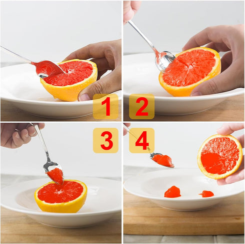 Grapefruit Spoons and Grapefruit Knife, 4pcs Stainless Steel Grapefruit Spoon and 1pcs Curved Knife with Serrated Edge,Grapefruit Utensils Set for...
