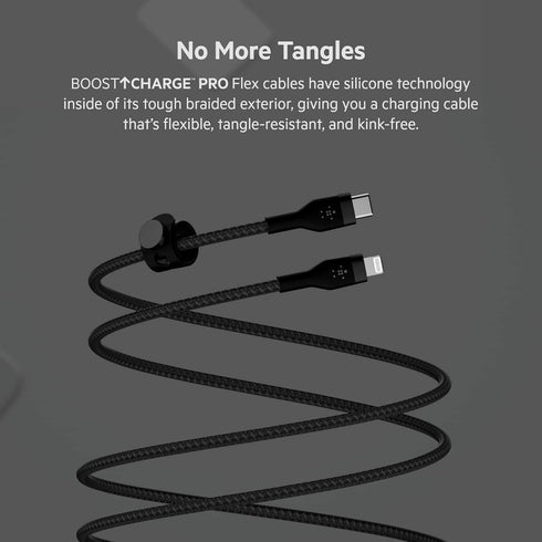 Belkin BoostCharge Pro Flex Braided USB Type C to Lightning Cable 2Pack (1M/3.3FT), MFi Certified 20W Fast Charging PD Power Delivery for iPhone 1...