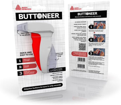 Buttoneer Button Fastening System - NEW and Improved! - Attaches Buttons & More in Seconds - No Sewing Necessary & Works on Most Fabrics...