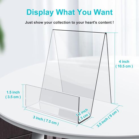 Acrylic Book Stand with Ledge,4PC 4 Inch Clear Acrylic Display Easel Transparent Display Stand Holder Tablet Holder for Displaying Books,Magazine,...