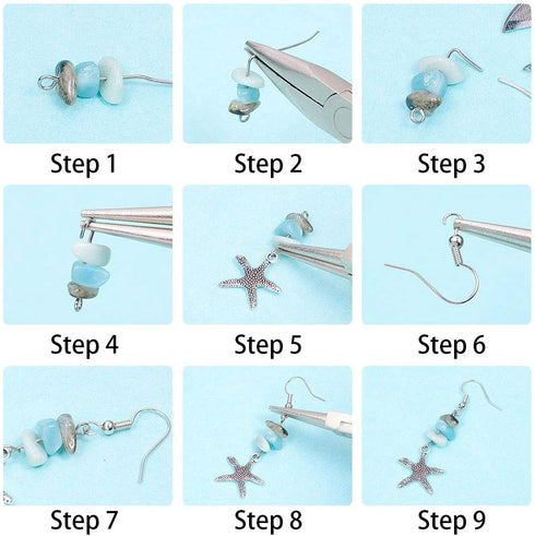 SUNNYCLUE 1 Box DIY 10 Pair Starfish Crab Mermaid Turquoise Earring Making Kit Summer Hawaii Ocean Beach Earrings Jewelry Making Supplies Christma...