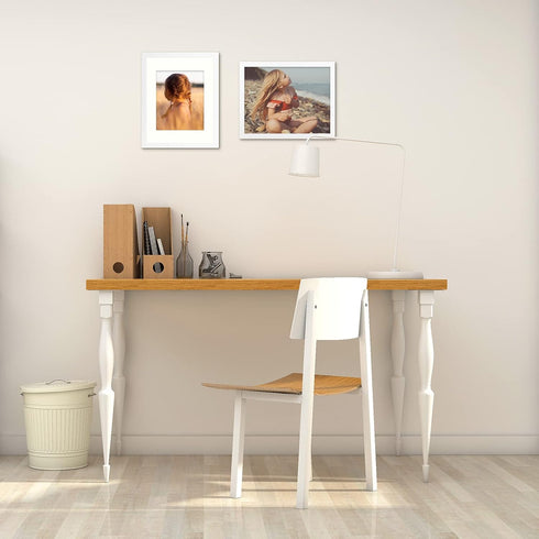Golden State Art, Simple and Stylish Picture Frame with Ivory Color Mat & Real Glass Vertical Horizontal Display (11x14, White)...
