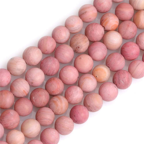 JOE FOREMAN 10mm Natural Stone Red Rhodonite Frosted Matte Unpolished Round Spacer Beads for Jewelry Making DIY Handmade Craft Supplies 15"...