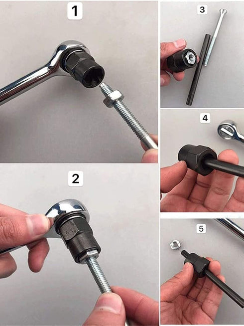 10 Pcs Impact Bolt & Nut Remover Set, Bolt Screw Extractor Set, Nut Remover Tool with Aluminium Storage Case for Removing Damaged Frozen Rusted Ro...