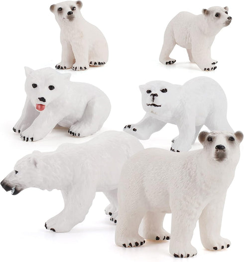 Wildlife Animal Model Toy Playsets 6 PCS Realistic Polar Bear Figure Toys Desktop Decoration Collection Party Favors Toys for Kids...