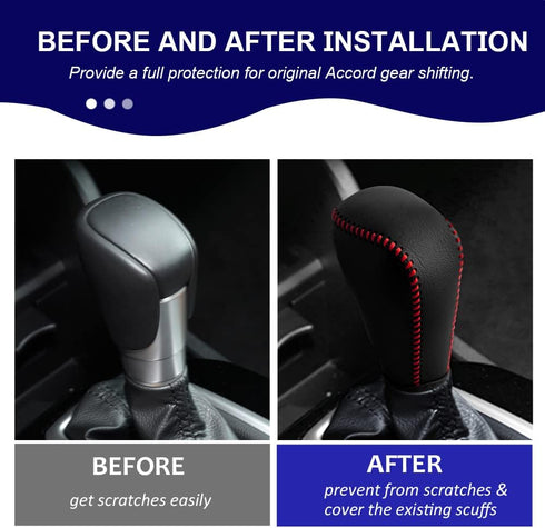 Gear Shift Knob Cover for Honda HRV/CRV 2023 Auto Leather Gear Shifter Knob Protector Trim for Honda Accord 2023-2018/ Civic 2022+ Accessories(Bla...