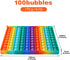 7.8in Big Size P0pp Math Toys , Rainbow Square Fidget Ttoy 100bubbles Stress Relieving Fidget Game for Teachers to Create Kinds of Math Manipulati...
