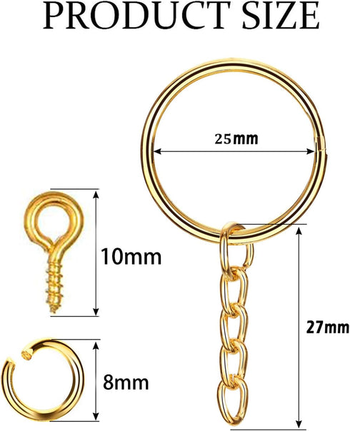 Key Chains 100Pcs Key Chain Rings Kit with Open Jump Ring & Screw Eye Pins,Keychain Accessories for Jewelry Crafts Keychains Making Supplies...