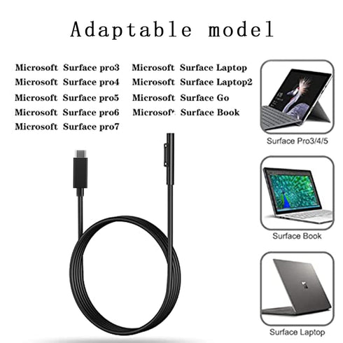 Surface Pro USB-C Charging Cable, Surface to USB-C Cable, Compatible with Surface,1.8m...