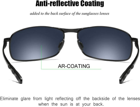 ZHILE Rectangular Polarized Sunglasses Al-Mg Alloy Temple Spring Hinge UV400...