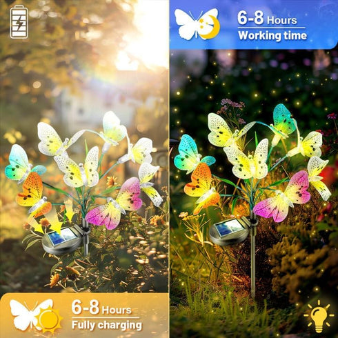 Solar Butterfly Garden Lights Outdoor Patio Decor 2 Pack, Newest Solar Swaying Animal Firefly Fairy Lights Yard Planter Lawn Path Lawn Walkway Dec...