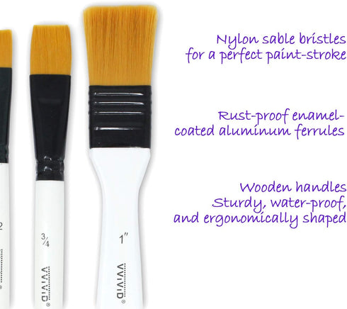 VViViD White Enamel Synthetic Red Sable 10 Assorted Short Handle Paint Brush Set Including Nylon Carrying Case...