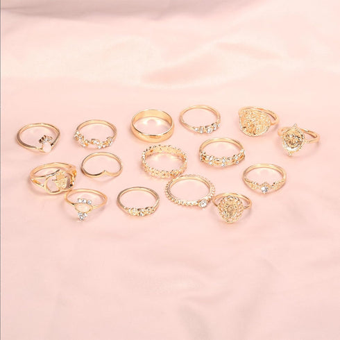 Gold Knuckle Stacking Rings for Women Stackable Joint Finger Statement Rings Set Boho Vintage Midi Rings Y2k Moon Star Snake Butterfly Pearl Top F...