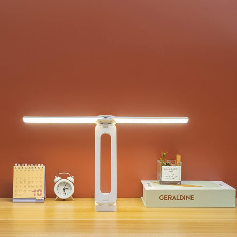 Double Head Desk Lamp with Large Lighting Range, Mini Lamp for Small Spaces,Rechargeable Foldable and Portable Desk Lamp with USB-C Cable for Trav...