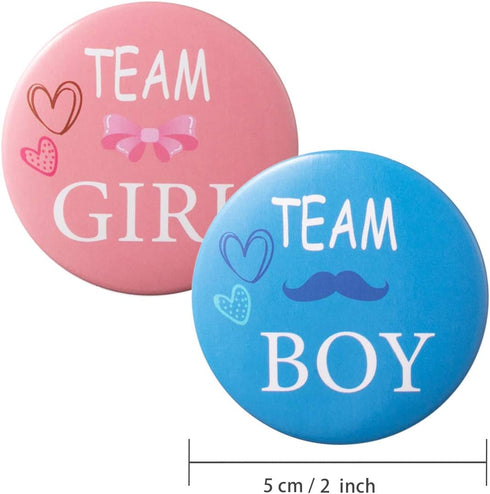 Favide 40 Pieces Gender Reveal Button Team Boy Girl Button Pins for Baby Shower Party Supplies, 2 Inches...