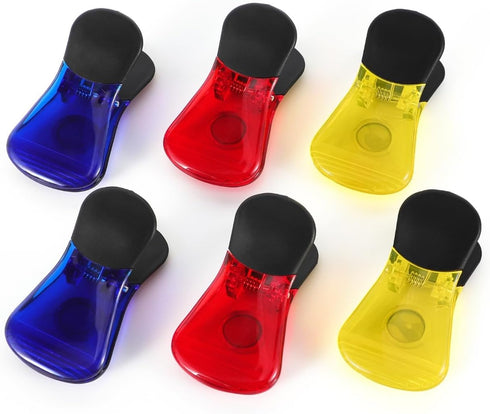 Plastic Refrigerator Magnet Clips Sets? Magnet Paper Clips, Snacks Bag Clips? Multipurpose Clips - Set of 6 (Red Blue Yellow)...