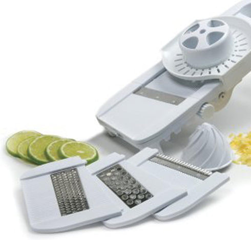 Norpro Deluxe Mandoline Slicer, Grater, Shredder, Julienne and Juicer w/ Safety Guard White...
